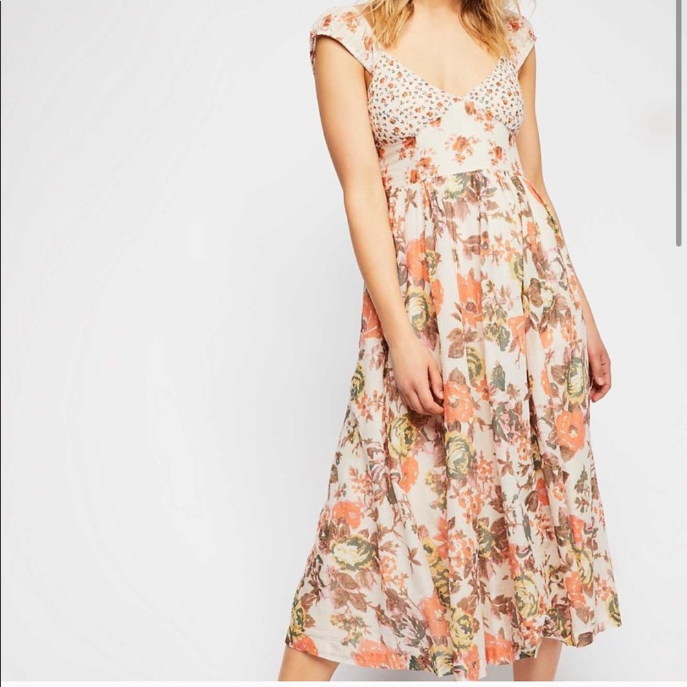 EUC Free People Love You Midi Dress Ivory Floral